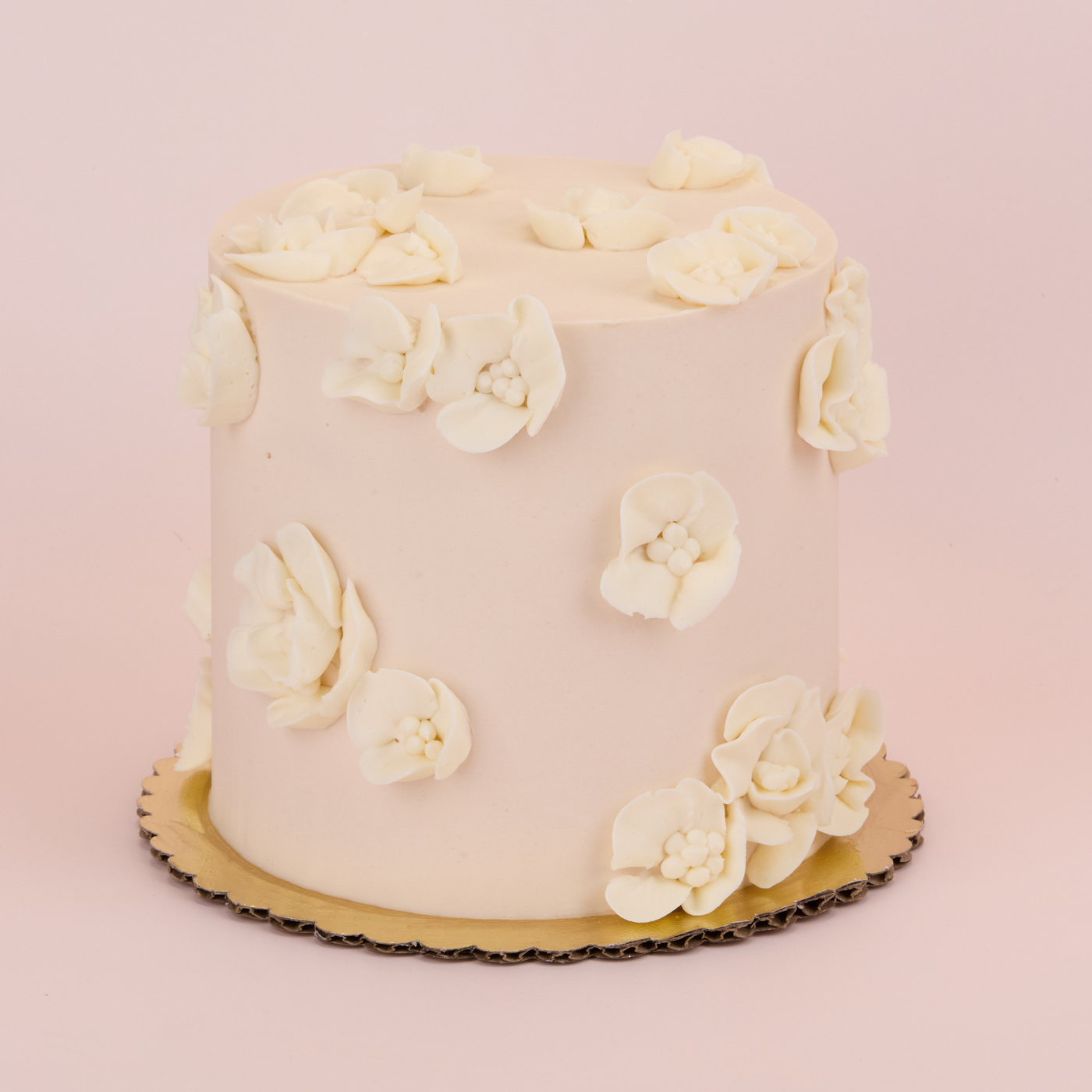 White Piped Floral Custom Cake 